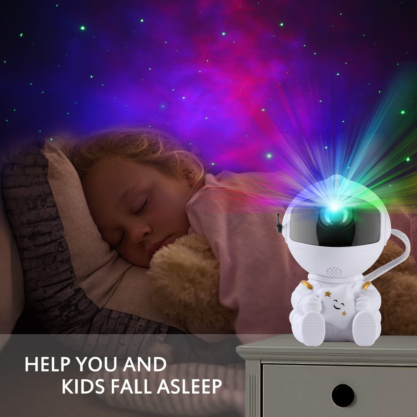 LED Astronaut Stars Projector Night Light