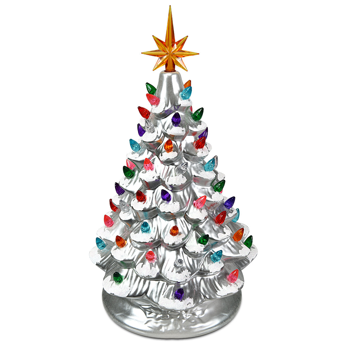 15''Pre-lit Hand-Painted Ceramic Tabletop Christmas Tree