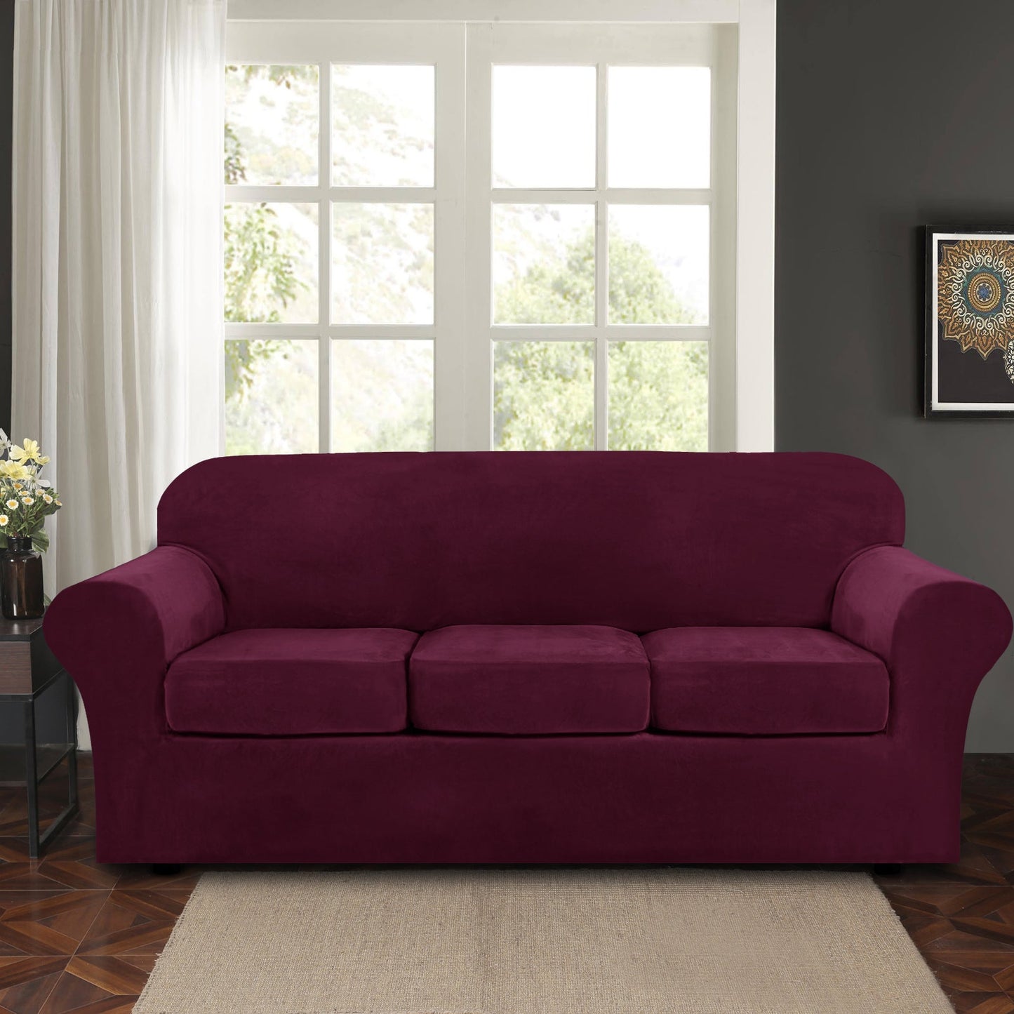 Sofa Covers for 3 Seaters (Base Cover Plus 3 Individual Cushion Covers)