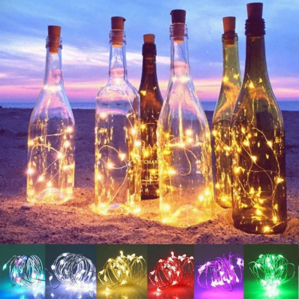 20 LED Wine Bottle Lights w/ Cork 6.5ft Silver Wire