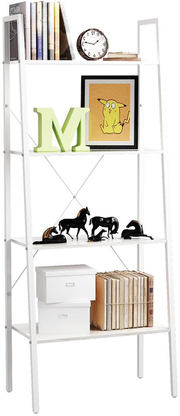 4 Tier Metal Leaning Ladder Shelf Bookcase
