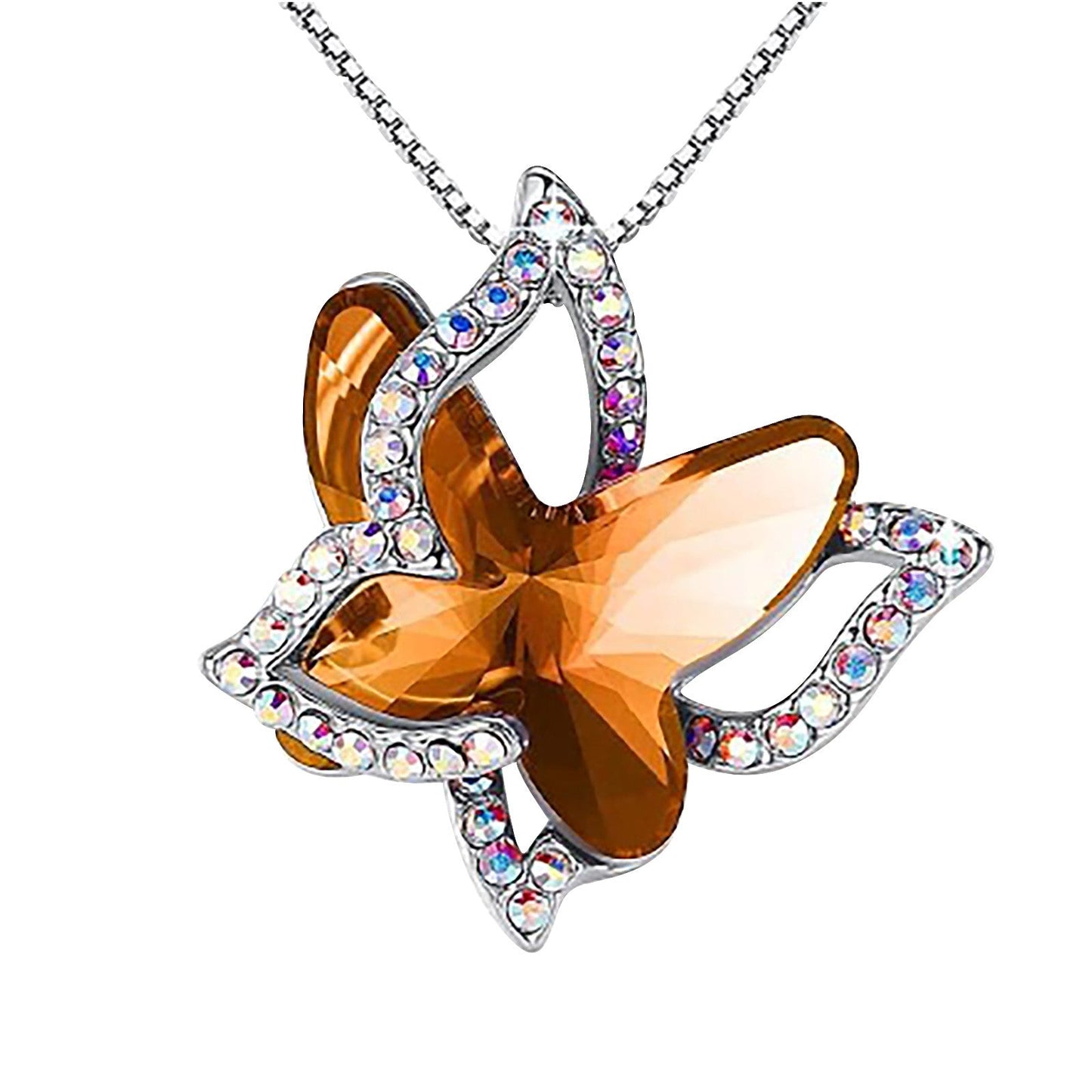 Crystal Butterfly Necklace for Women