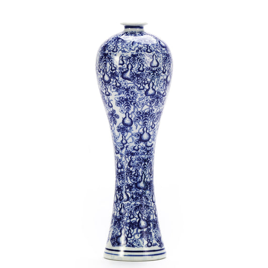 13" Ceramic Vase Blue & White Porcelain Vase Home Decoration