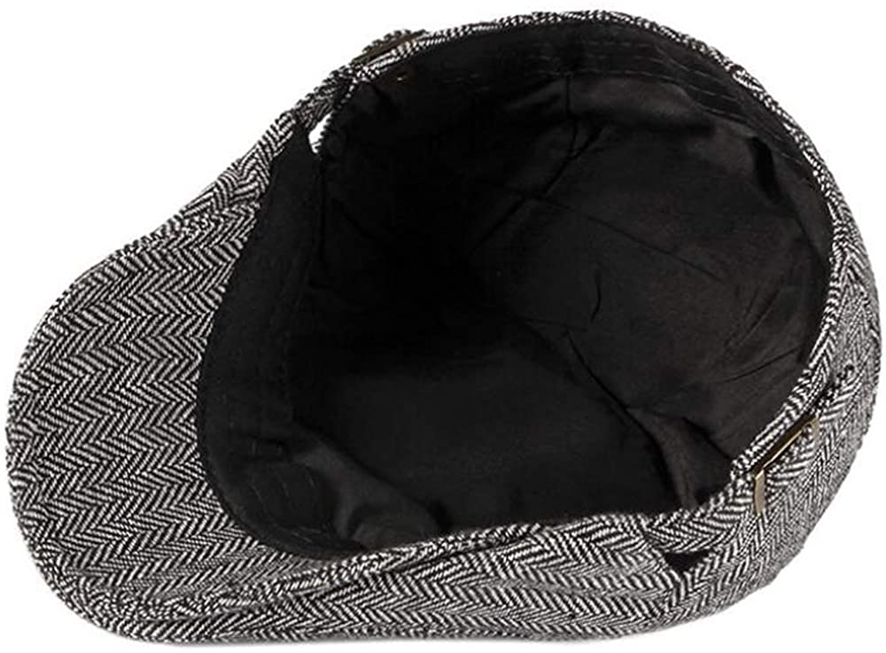 2 Pack Men's Cotton Flat Cap Ivy Gatsby Newsboy Hat (M)