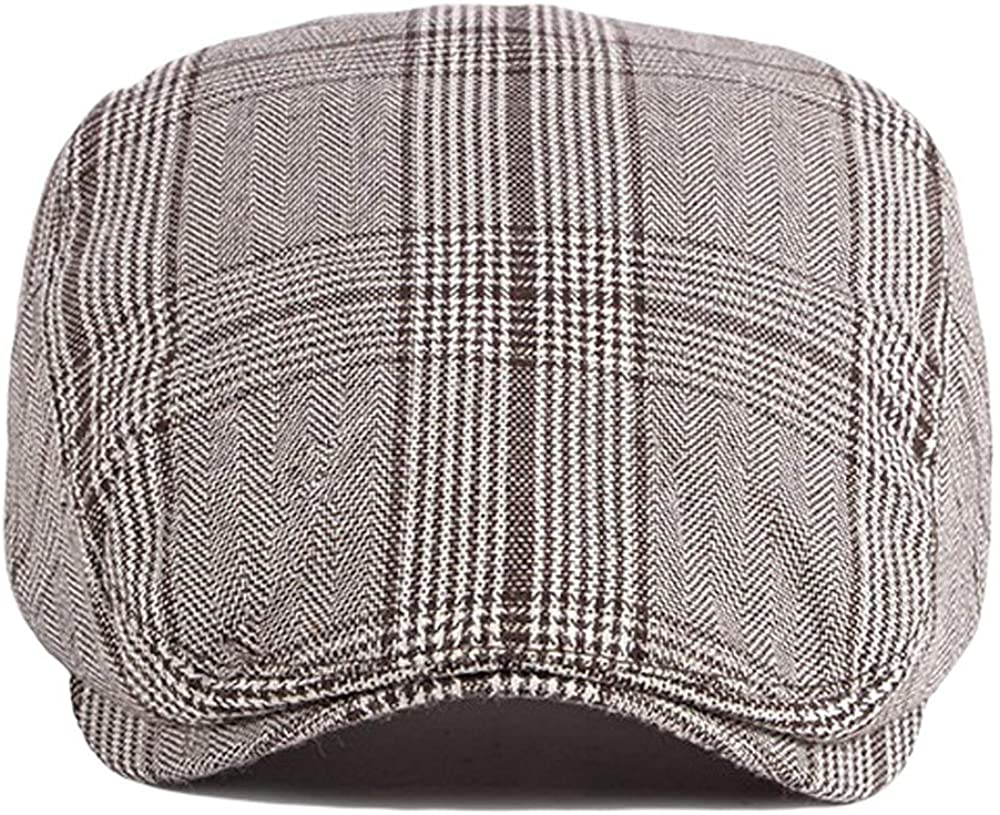 2 Pack Men's Cotton Flat Cap Ivy Gatsby Newsboy Hat (M)