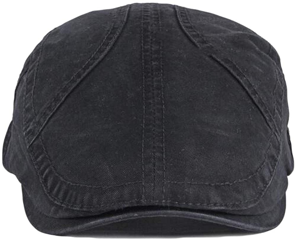 2 Pack Men's Cotton Flat Cap Ivy Gatsby Newsboy Hat (M)