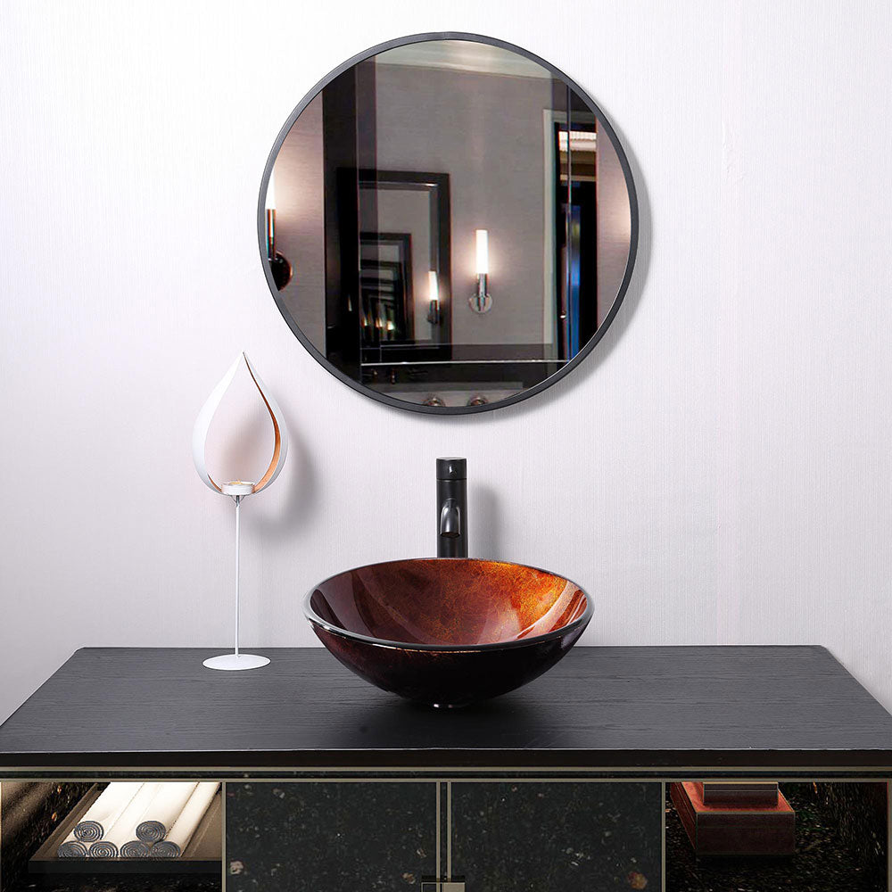 Bathroom Tempered Glass Round Vessel Sink
