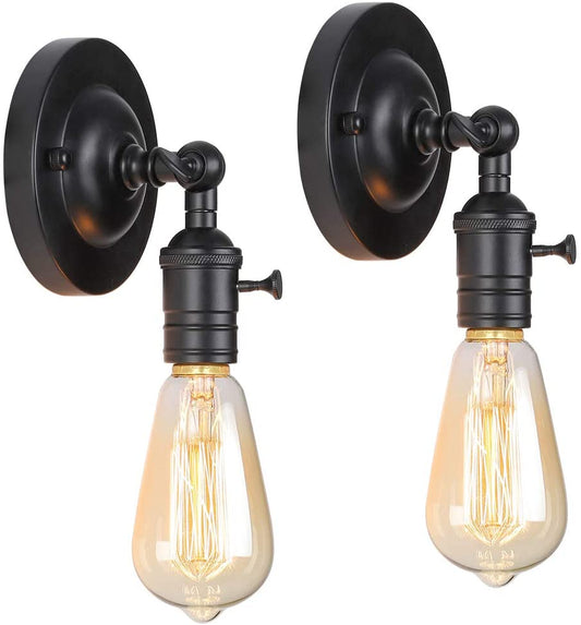 2 Light Black Wall Sconces Set