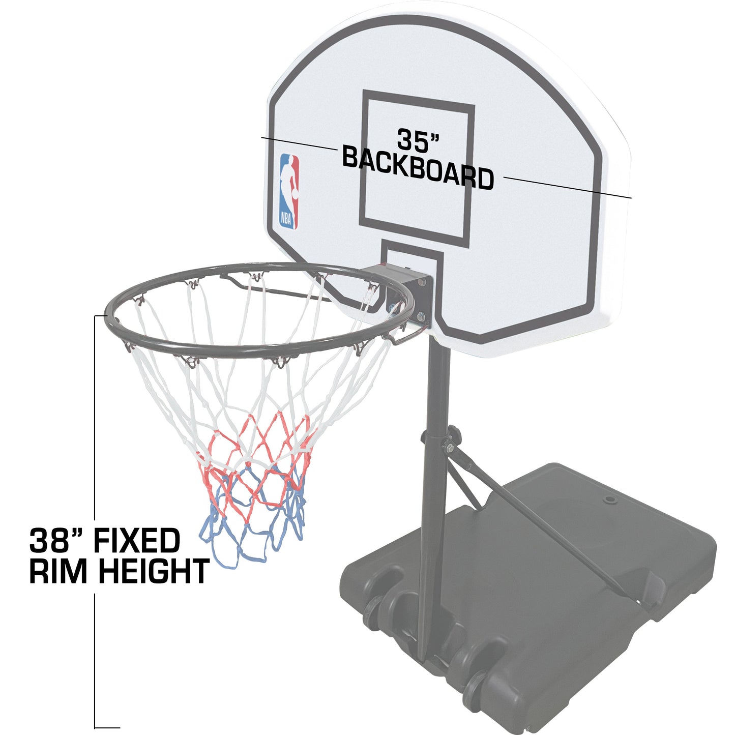 35" Portable Poolside Basketball Hoop w/ Portable Wheeled Base