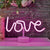 Battery Operated Pink LED Neon-Style Love Light, with Built-in Timer
