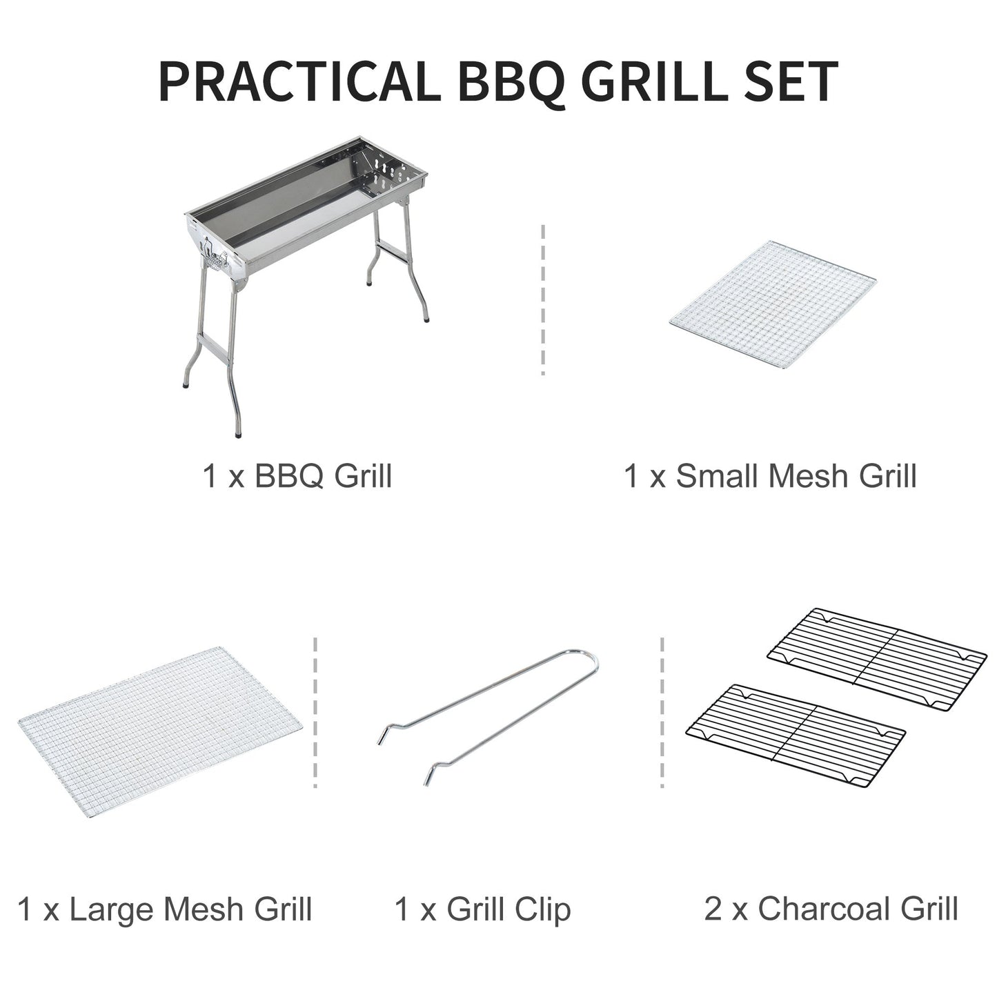 28" Stainless Steel Small Portable Folding Charcoal BBQ Grill Set