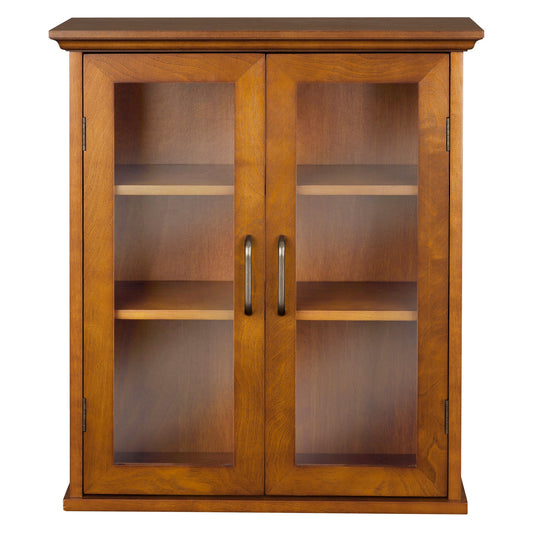 Removable Wooden 2 Door Wall Cabinet w/ Storage, Oiled Oak