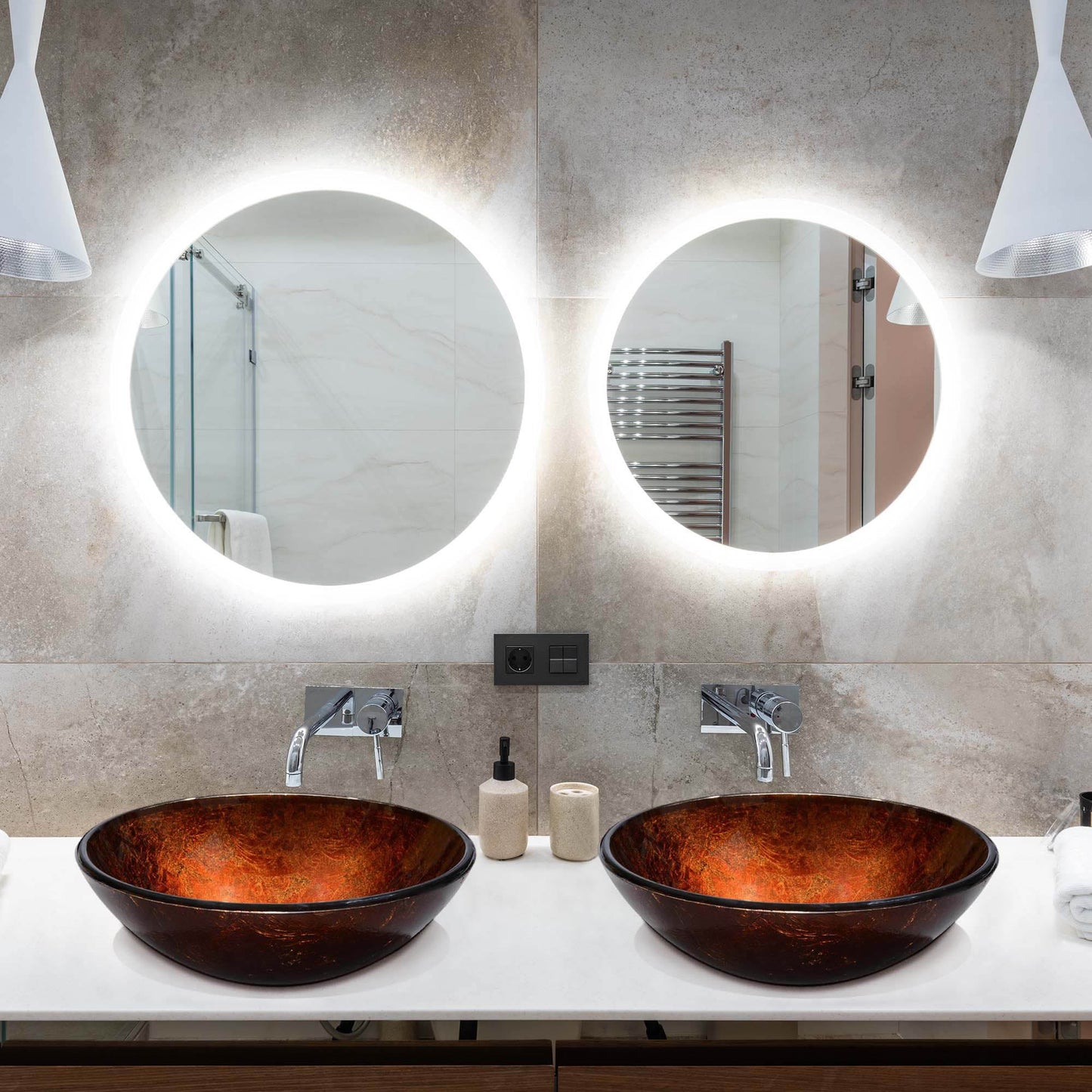 Bathroom Tempered Glass Round Vessel Sink
