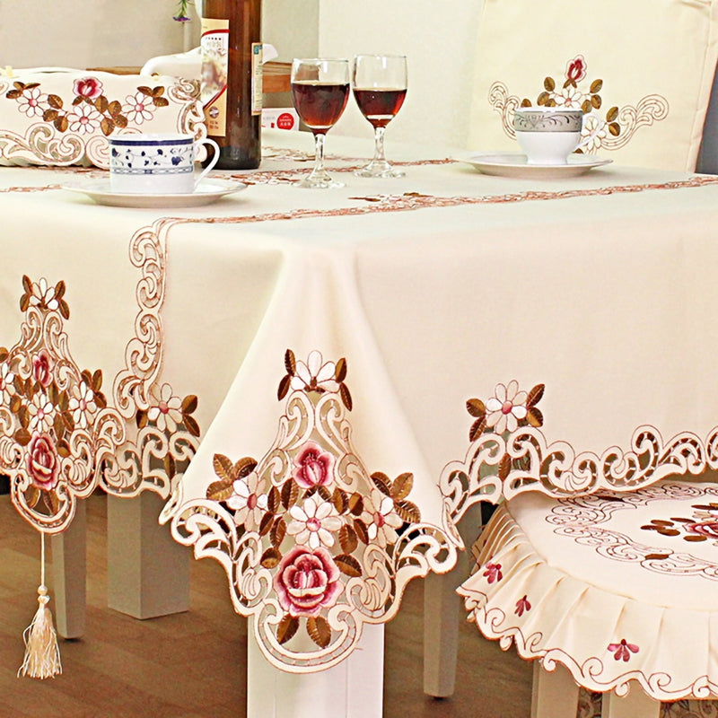 Tablecloth Rectangle/Square  Floral Cutwork Table Linen