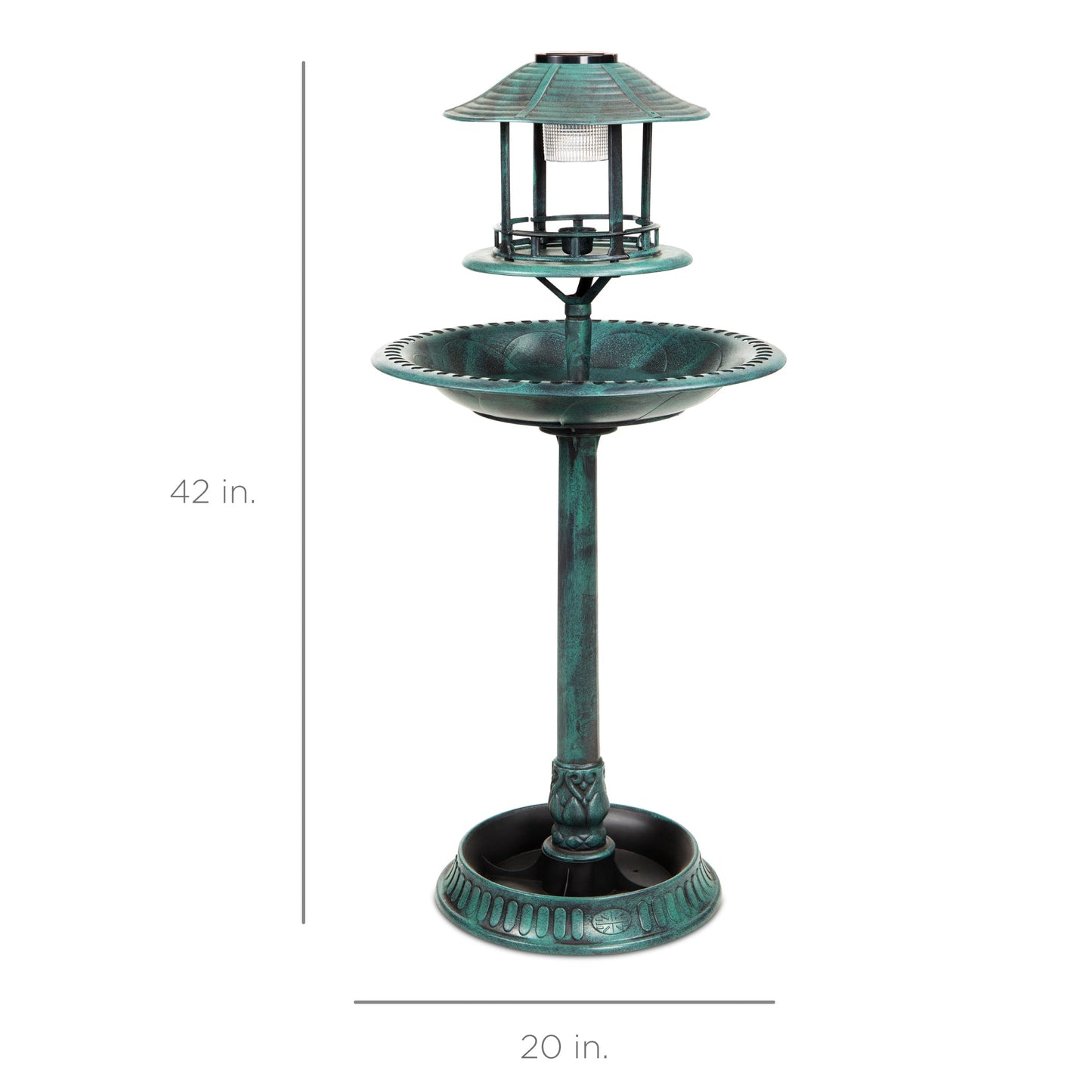 Solar Bird Bath Pedestal Fountain w/ Fillable Planter Base