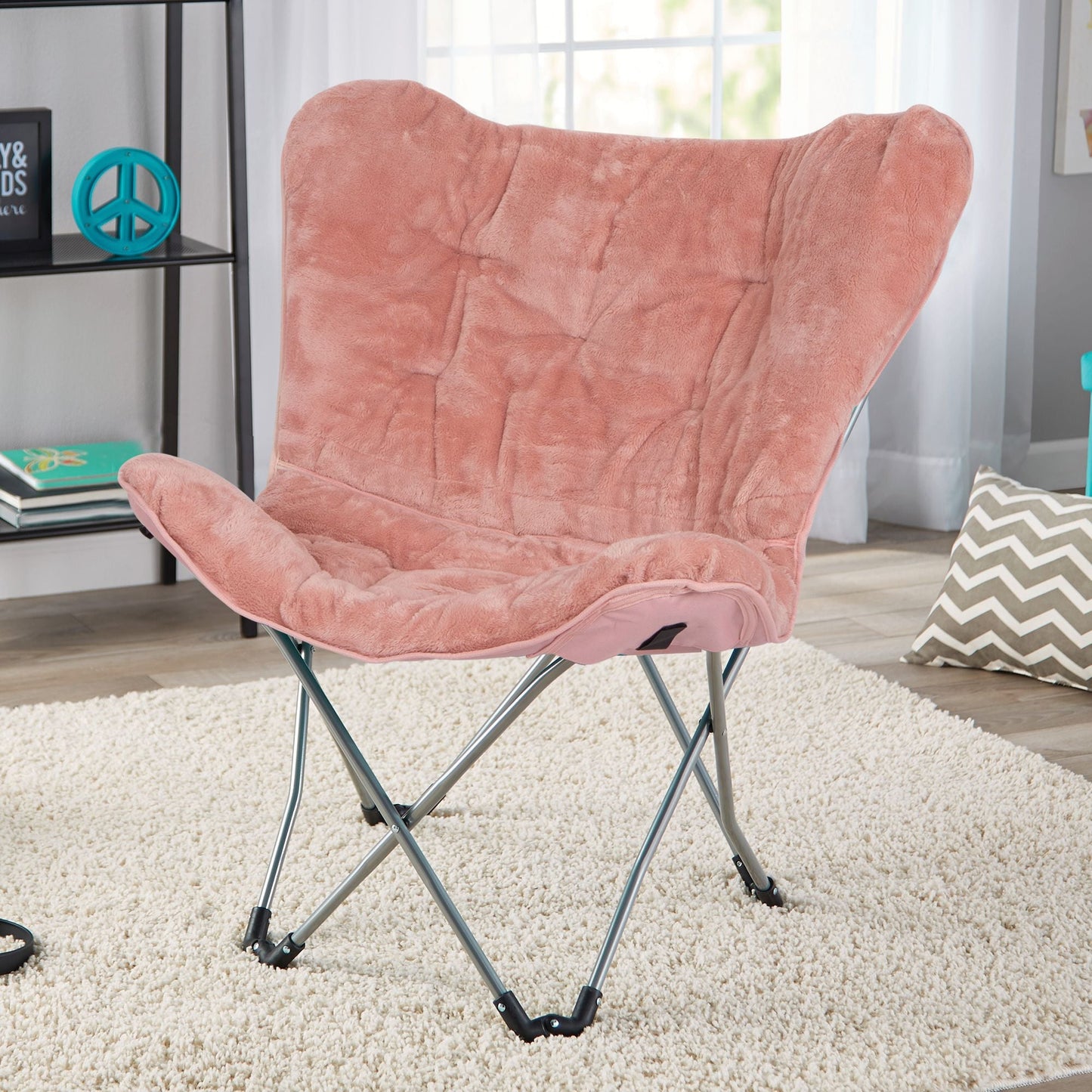 Faux Fur Butterfly Folding Chair