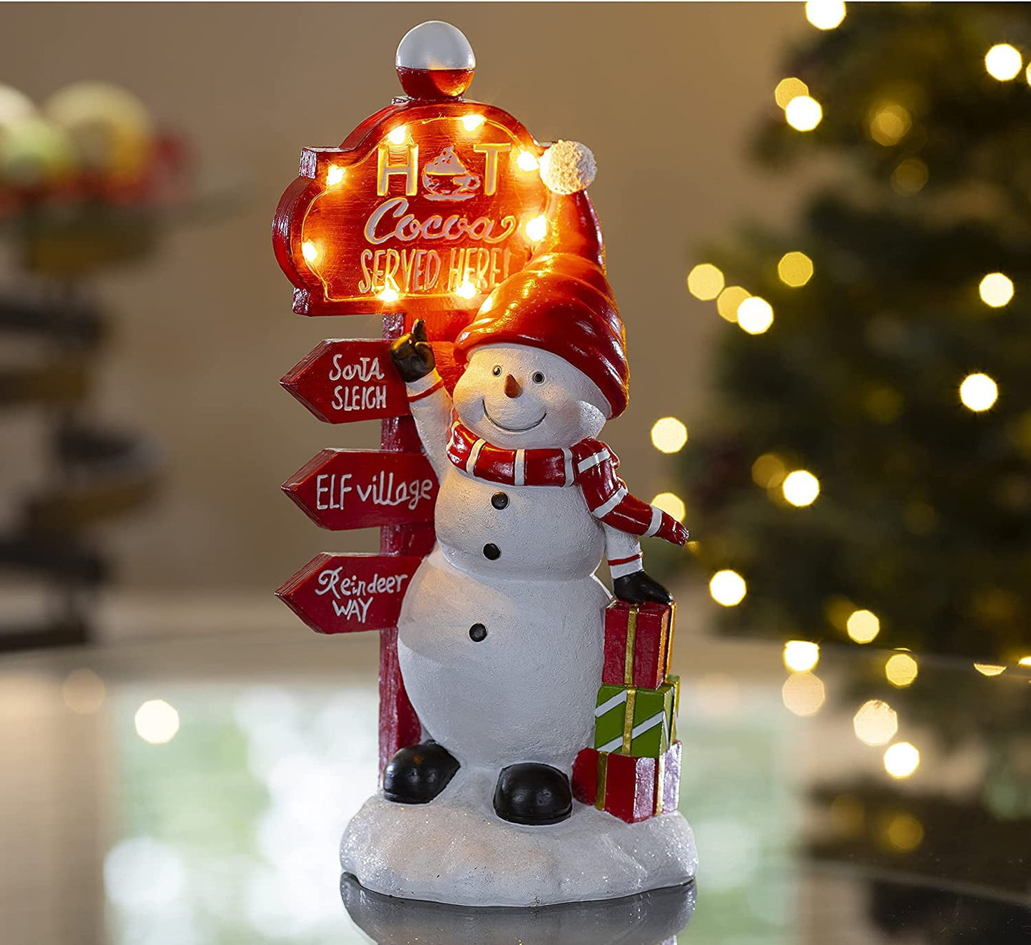 Hot-Cocoa LED Signpost Christmas Snowman Light Decoration