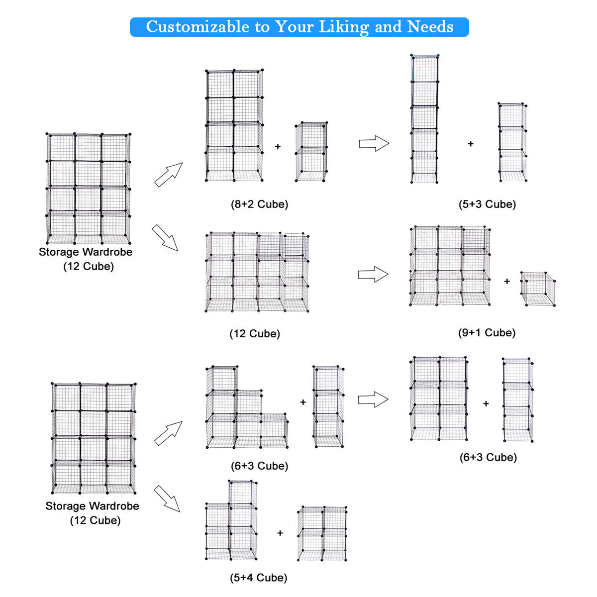 8 Cube Grid Wire Organizer Wardrobe Shelves Bookcase DIY