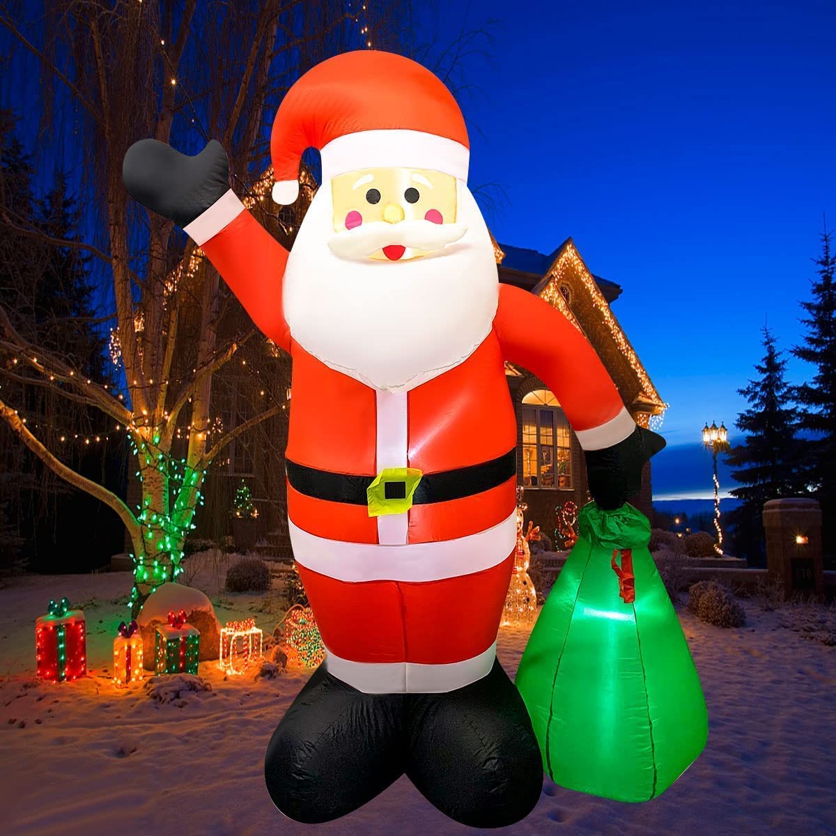 8 FT Christmas Inflatable Santa Yard Decorations with Led Lights