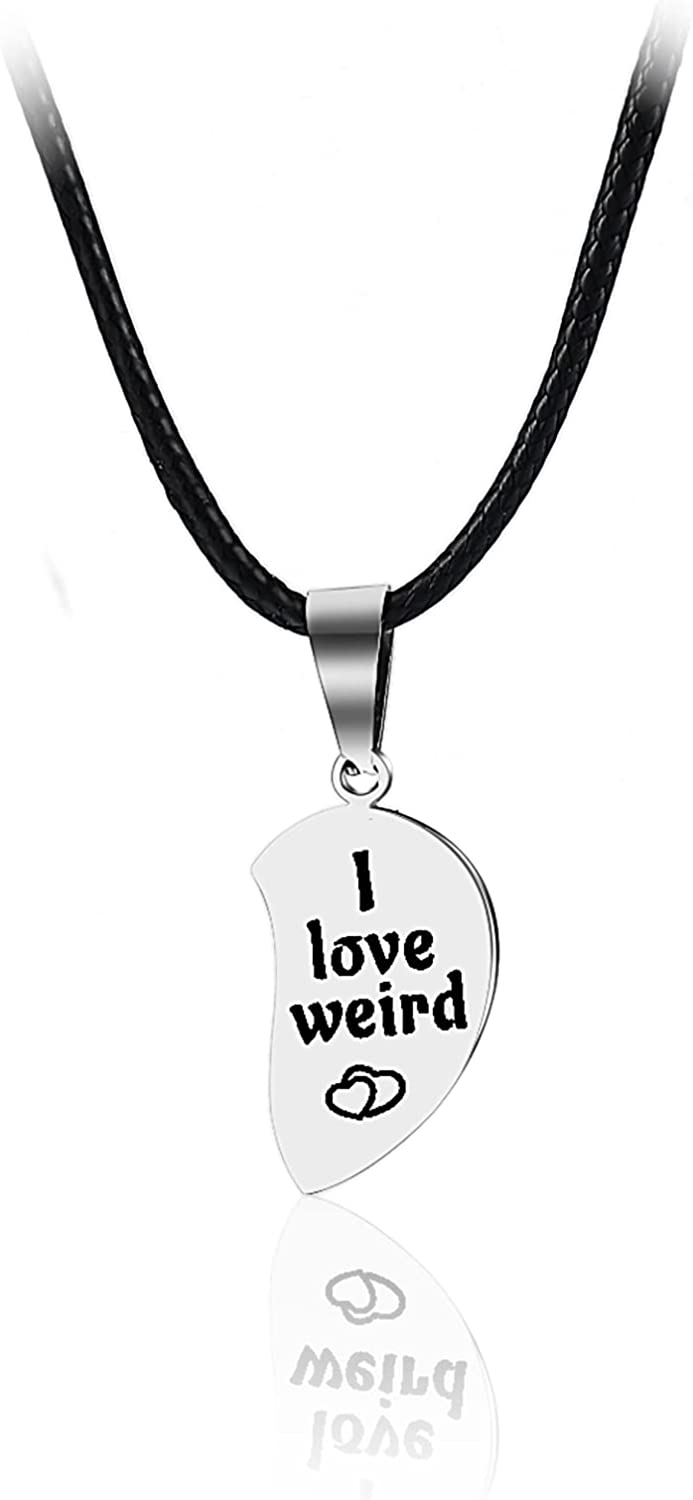 I Love Weird Broken Heart Puzzle Couple Friendship Pendant Necklace Best for Valentines GIft