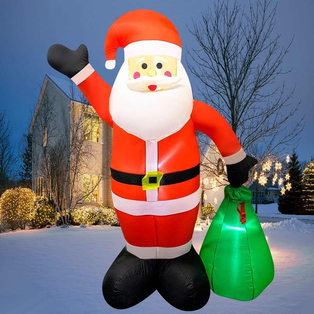 8 FT Christmas Inflatable Santa Yard Decorations with Led Lights