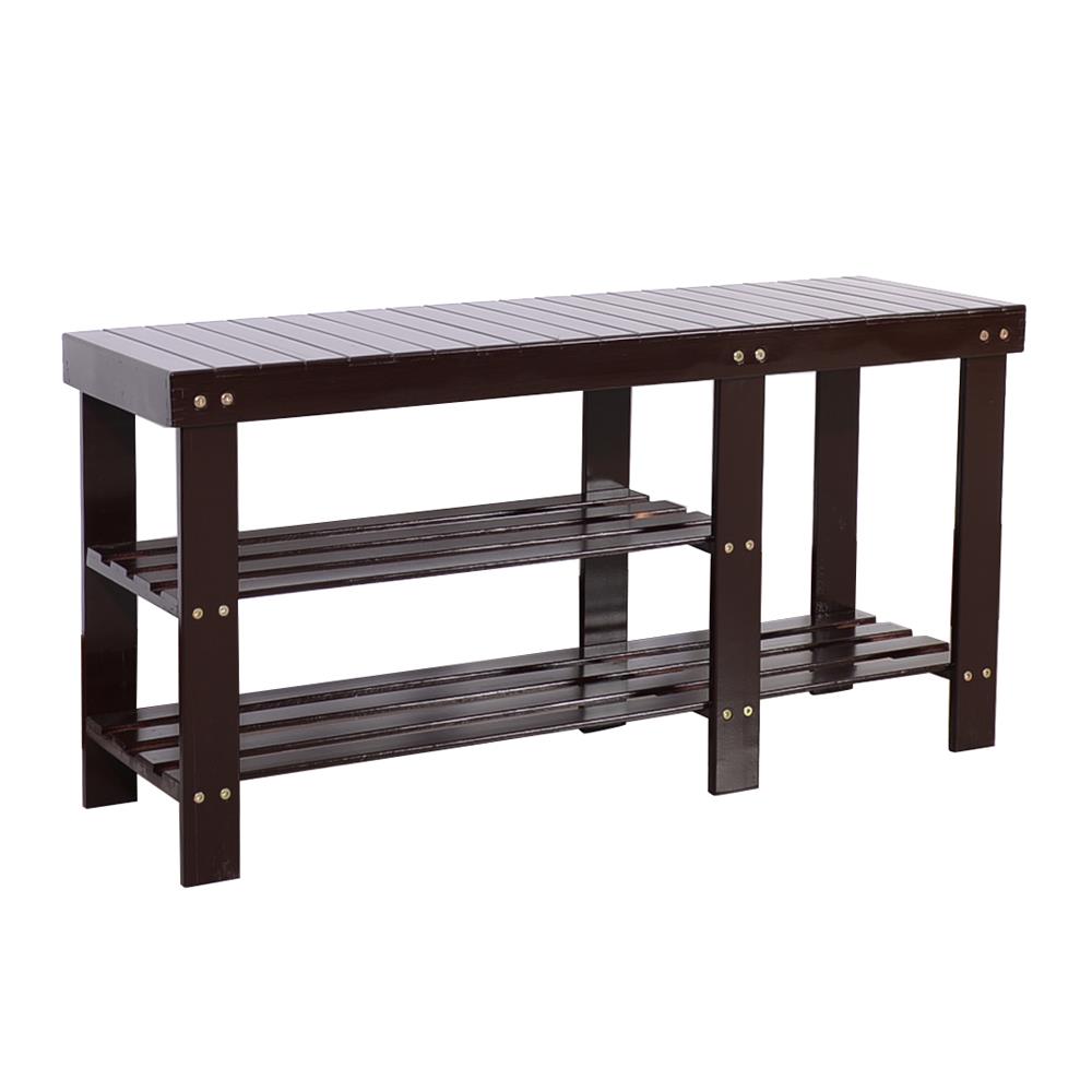 Bamboo Shoe Rack Bench, Coffee Finish
