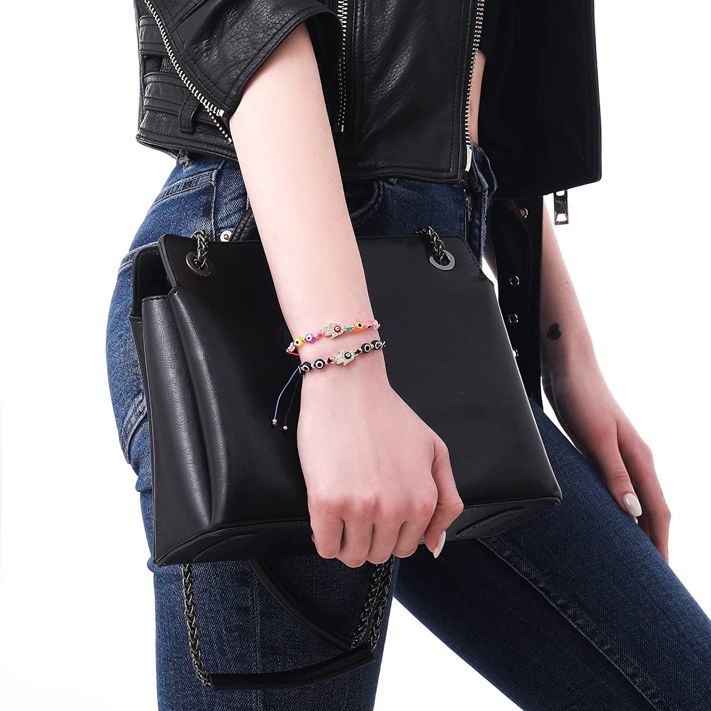 24 Pcs Evil Eye Protection Gold Evil Eye Anklets Jewelry Bracelet Set