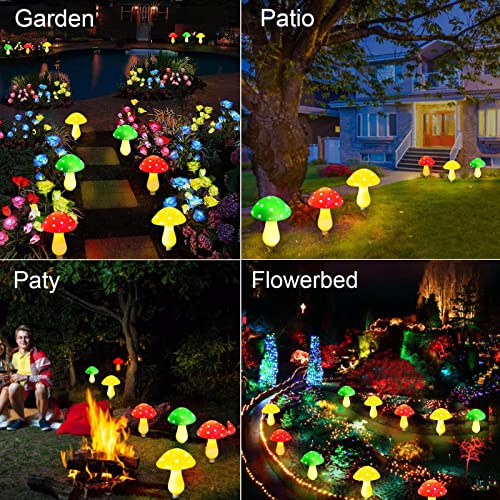 Set of 6 Solar Mushroom Lights Garden Outdoor Decoration