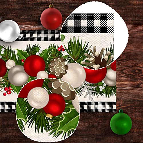 Black & White Gingham Christmas Table Runner