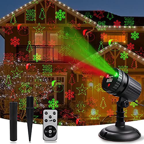 Christmas Projector Lights 8 Patterns with Remote Control Timer Red and Green