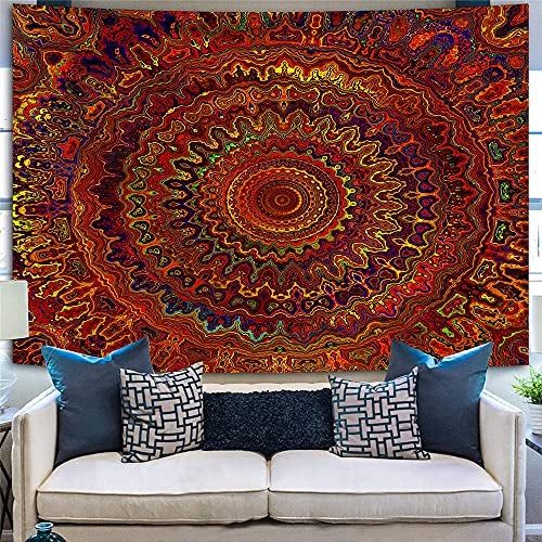 Psychedelic Mandala Wall Hanging Tapestry (51 x 60 Inches)