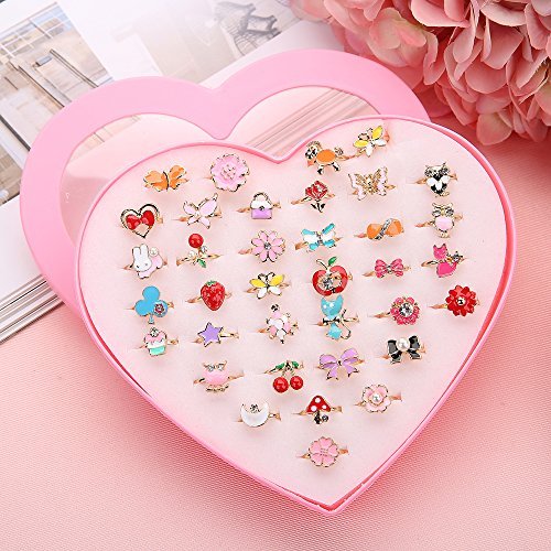 36pcs Little Girl Adjustable Rings in Box