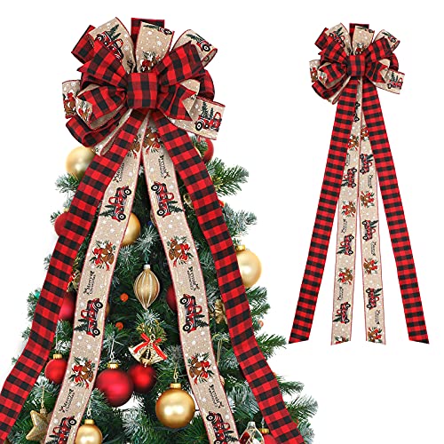 Handmade Buffalo Plaid Christmas Tree Topper 57 x 13 Inches