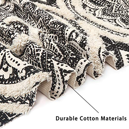 Boho Mandala Runner & Area Rug, Black and Cream