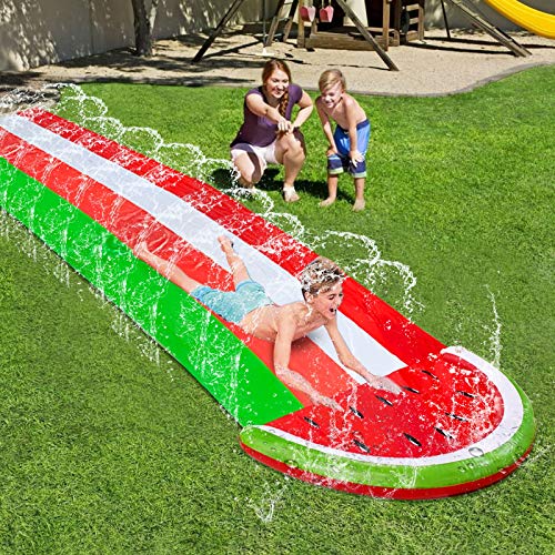 16 Ft Watermelon Lawn Water Slides with Sprinkler