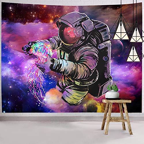 Astronaut Hippie Colorful Spaceman Tie Dye Tapestry 59.1x59.1"