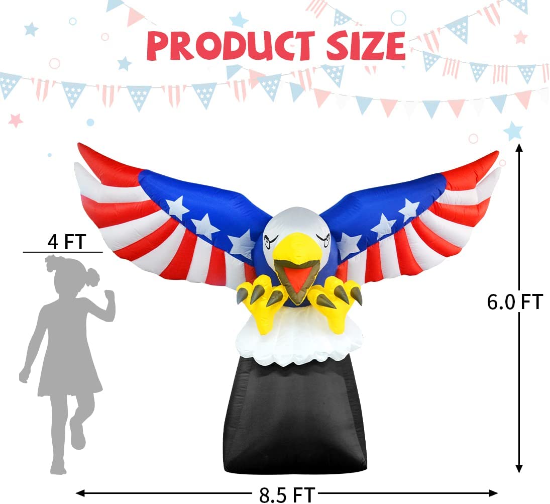 8.5FT Width 4th of July Patriotic Eagle Inflatable Outdoor Decorations