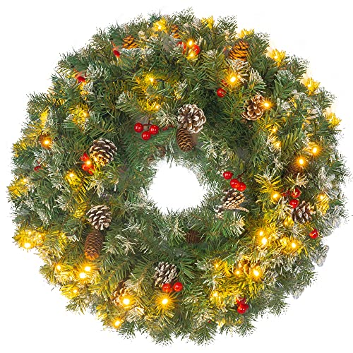 24 inch Pre-Lit Christmas Wreath Decoration