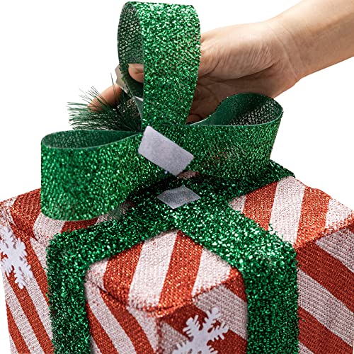 Set of 3 Christmas Lighted Gift Boxes w/ Bows