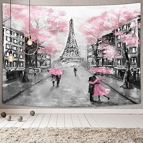 Eiffel Tower Pink Themed Wall Art Tapestries 60X40 Inches