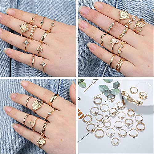 39 PCS Multiple DIY Layered Choker Necklace & Rings Set for Women