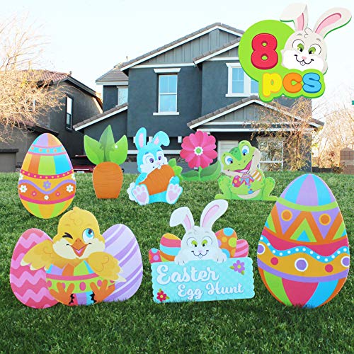 8 Pcs Easter Yard Signs Decorations