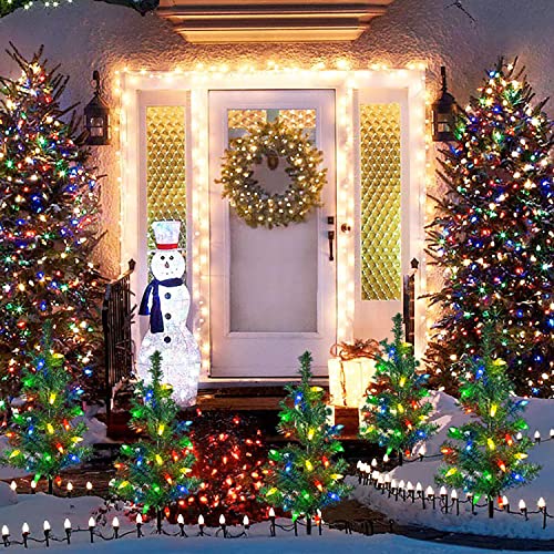 4-Pack Solar Christmas Tree Garden Stake Lights Decoration