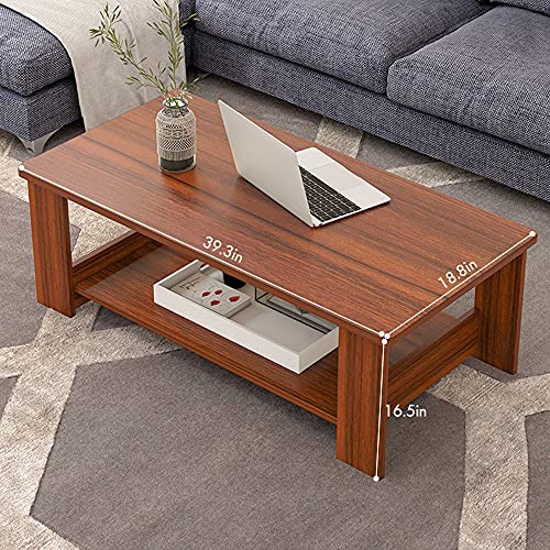 Rectangle Wooden  Coffee Table w/ Storage Shelf 9.3 x 18.8"