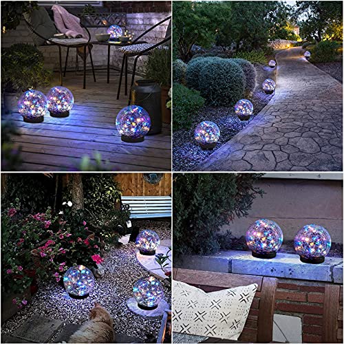 2-Pack Garden Solar Lights Decorative-  Cracked Glass Globe