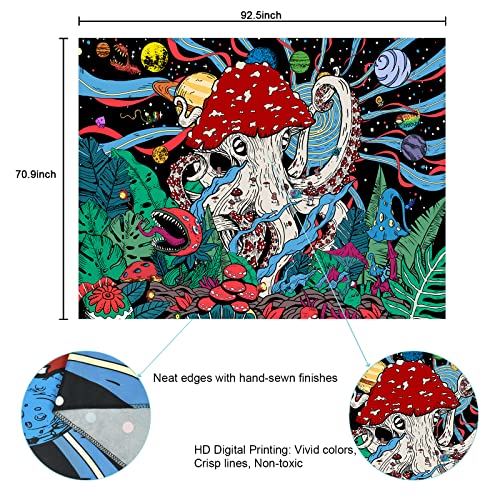 Trippy Mushroom Psychedelic Planets Fantasy Plants Monster Octopus Space Galaxy Tapestry