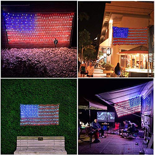 420 LED USA Flag Net Patriotic Lights Hanging Ornaments