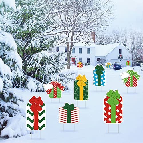 10Pcs Christmas Gifts Yard Sign Decoration w/ 20Pcs Stakes