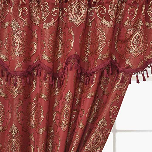 Simple Classic Window Curtain Panel Drape w/ Attached Wave Valance 2pcs Set  54x84"