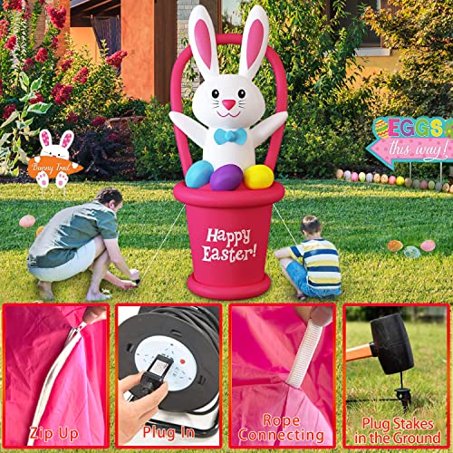 7Ft Built-in Led Easter Bunny w/ Egg & Basket for Home Decoration